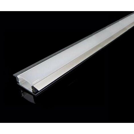 Silumen – Profilé aluminium encastrable pour bandeau LED 2m – Couvercle blanc opaque – Protection contre la poussière – Pour rubans 12V/24V