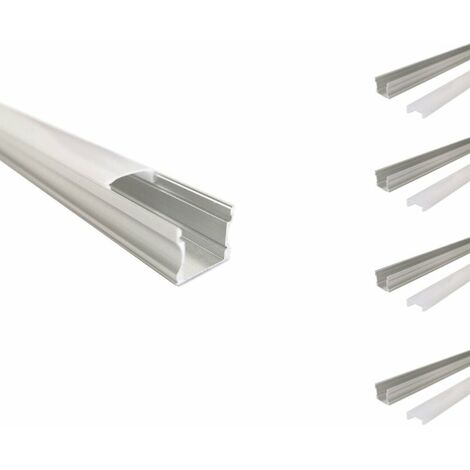 Pack de  5 - Profile Aluminium pour Bandeau LED Couvercle Opaque - 2 m - SILUMEN