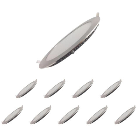 Pack de 10 - Downlight Dalle LED 18W Extra Plate Ronde ALU - Blanc Chaud - SILUMEN (1/5)