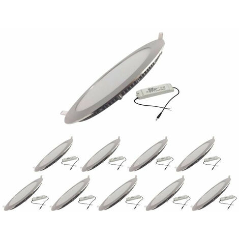 Pack de 10 - Spot LED Extra Plat Downlight Rond 12W ALU - Blanc Chaud - SILUMEN (1/5)