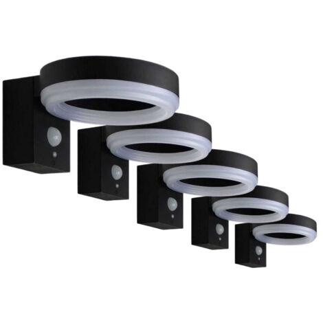 Pack de  5 - Applique Solaire LED Murale 6W IP44 Noir avec Détecteur PIR - SILUMEN (1/3)