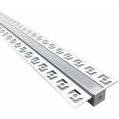 Silumen – Profilé aluminium encastrable pour ruban LED – Couvercle blanc opaque – Longueur 2 m – Dissipation rapide de chaleur