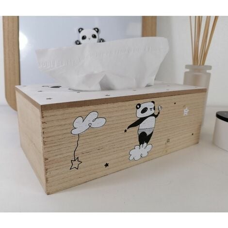 Boîte à mouchoir en bois Panda - Marron - SILUMEN
