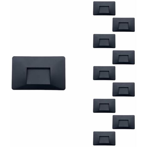 Pack de  10 - Balise LED saillie 3W 220V 120° IP44 pour Escalier - Blanc Chaud  / Noir - SILUMEN