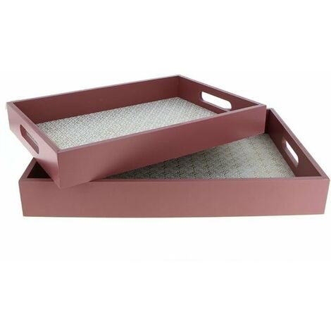 Plateaux Décoratifs en bois x 2 Rouge Cerise - SILUMEN