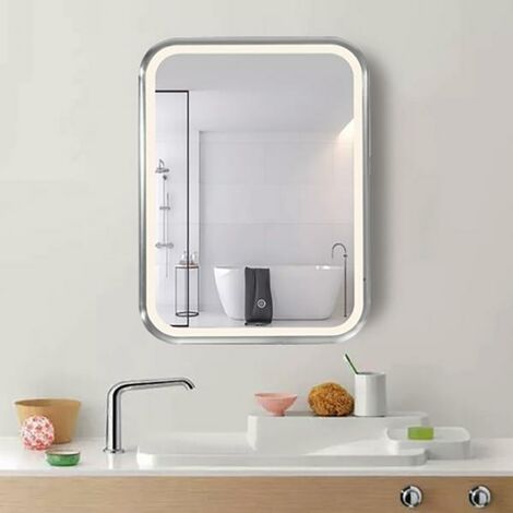 Miroir LED Rectangulaire 35W 60x80cm + Interrupteur Tactile ALU pour Salle de Bain - SILUMEN