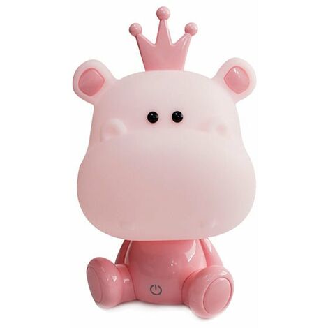 Veilleuse LED - Hippopotame rose - Sur pile, 100% sécurité