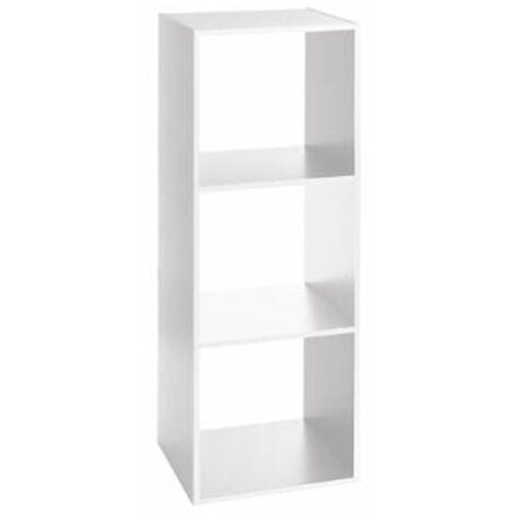 Étagère en bois 3 cases 34x32x100 cm - Blanc - SILUMEN