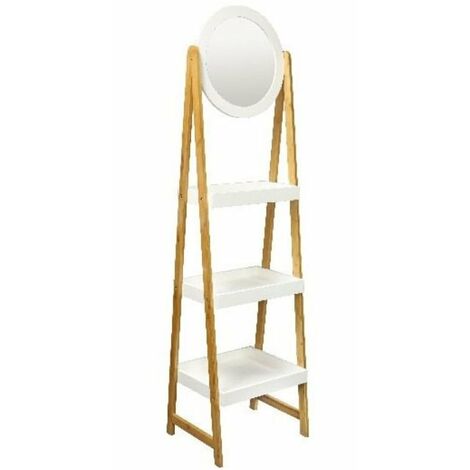 Miroir sur pieds avec 3 étagères 43 x 36 x H136 cm - SILUMEN