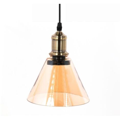 Suspension Verre Fumé en Entonnoir pour Ampoule E27 - Ambré - SILUMEN (1/5)