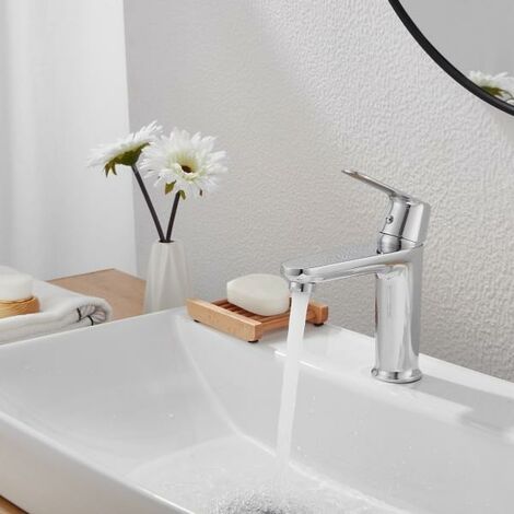 Robinet Mitigeur Salle de Bain - Chrome / Carré - SILUMEN