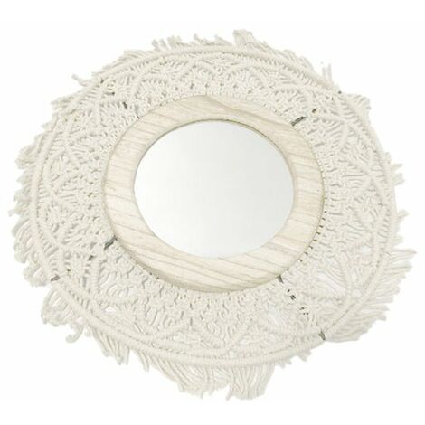 Miroir rond macramé 50x50x7 cm - Beige - SILUMEN (1/3)