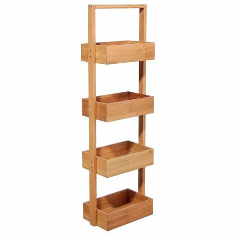 Etagère en Bambou Naturel 4 Niveaux 28x16x88 cm - SILUMEN