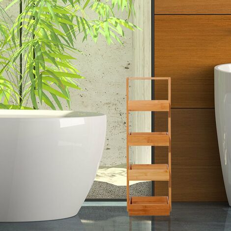 Etagère en Bambou Naturel 4 Niveaux 28x16x88 cm - SILUMEN