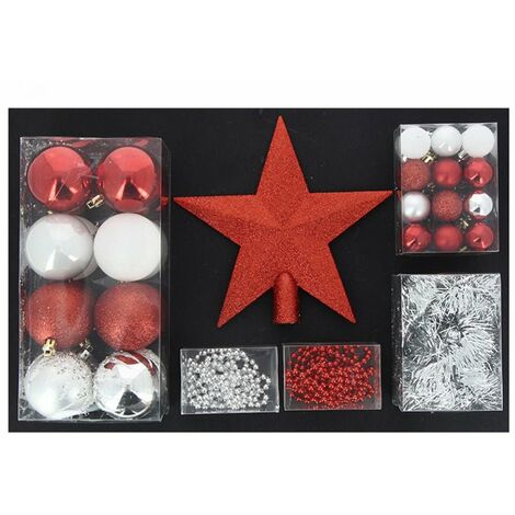 Kit Boules de Noël & Cimier ROUGE / ARGENT - set 44 pcs - SILUMEN (1/2)