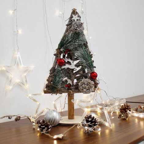 Sapin en Bois Décoratif 15LED H.43cm (piles incluses) - SILUMEN (1/5)