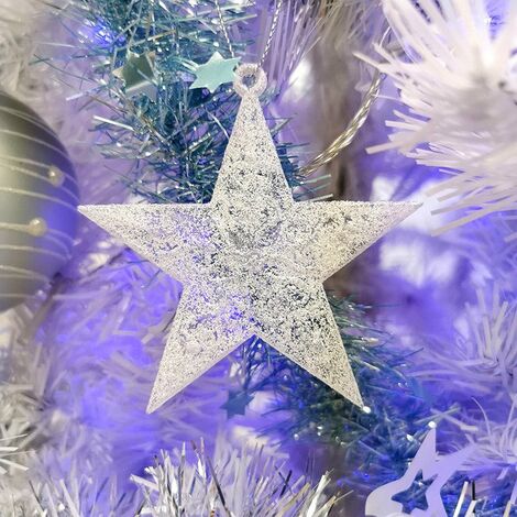 Décoration de Sapin Etoile pailletté à suspendre - set 2 pcs - Argent - SILUMEN (1/5)