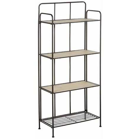 Etagère de Rangement Métal et Bois 4 niveaux H137cm - SILUMEN (1/4)