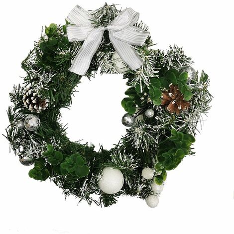 Couronne de Noël avec Noeuds 14cm ARGENT - SILUMEN (1/3)