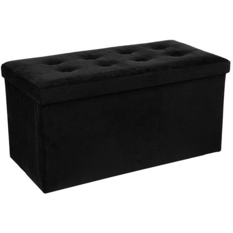Coffre de Rangement Banc Matelassé 75 cm - Noir - SILUMEN