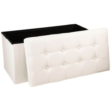Coffre de Rangement Banc Matelassé 75 cm - Noir - SILUMEN