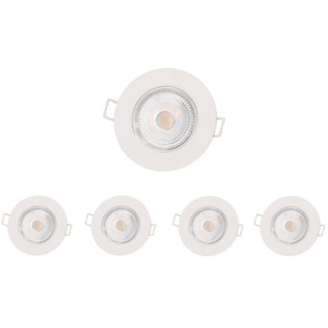 Spot LED Encastrable 5W IP65 Ø72mm Blanc - Pack de 5 / Blanc Froid - SILUMEN