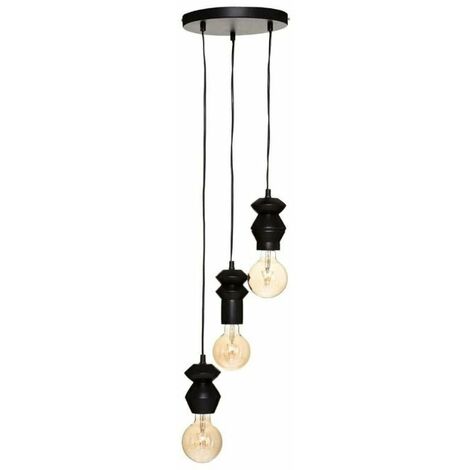 Suspension 3 Lampes en Métal et Pin 25x95cm - SILUMEN (1/3)