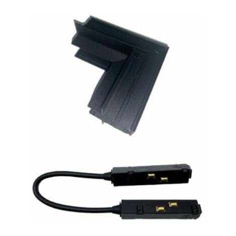 Connecteur Angle Rentrant Pour Rail Magnétique Encastré Noir + Connecteur Souple - SILUMEN (1/4)