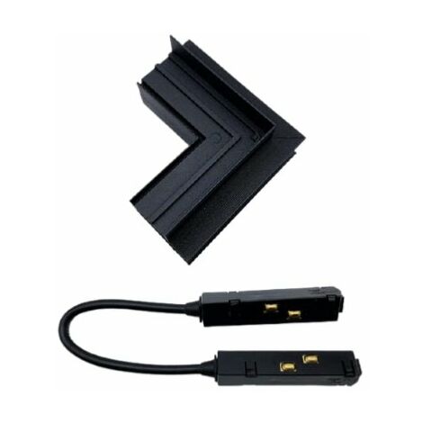 Connecteur Angle Sortant pour Rail Magnétique Encastré Noir + Connecteur Souple - SILUMEN (1/4)