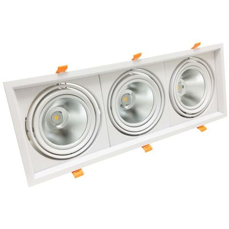 Kit Support Triple AR111 Encastrable Orientable avec 3 Ampoules LED 20W - Blanc Neutre 4200k - 5500k -  SILUMEN (1/4)