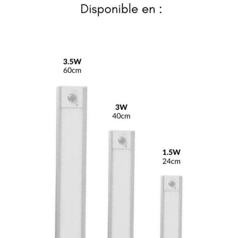Réglette LED Rechargeable USB 60cm IP40 avec Détecteur de mouvement - SILUMEN