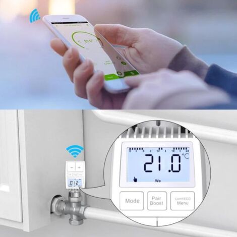 Tête Thermostatique Connectée Universelle avec Ecran LCD - Pack de 4 - SILUMEN