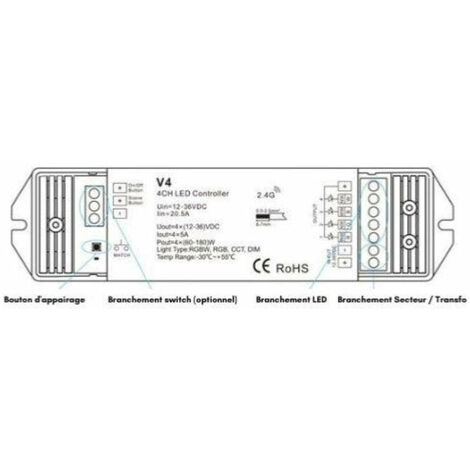 Télécommande Intelligente Dimmer RGBW Pour éclairage Magnétique 48V - Contrôle à Distance, Groupes, Température - Piles Non Incluses - 6
