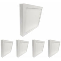 Pack de 5 - Plafonnier LED 24W 220V Carré - Blanc Chaud - SILUMEN