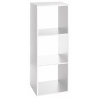 Étagère en bois 3 cases 34x32x100 cm - Blanc - SILUMEN