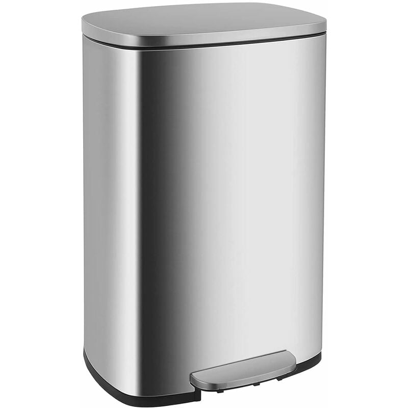 GIZCAM Cubo de Basura para Cocina, Cubo de Reciclaje de Petal y Tapa, Cubo de Basura de Acero Inoxidable, Con Contenedor 50 L (Plata)