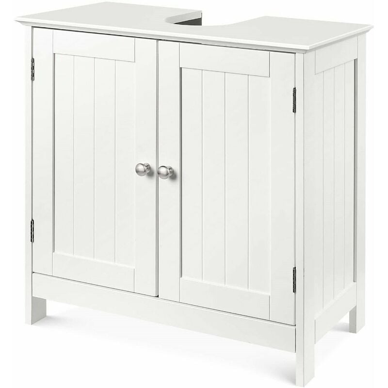 GIZCAM Armario de Baño para Debajo del Lavabo Armario bajo Lavabo Armario de almacenaje 2 Puertas 2 Compartimentos Balda Ajustable en Altura Tamaño DE 60 x 30 x 60 cm- Blanco