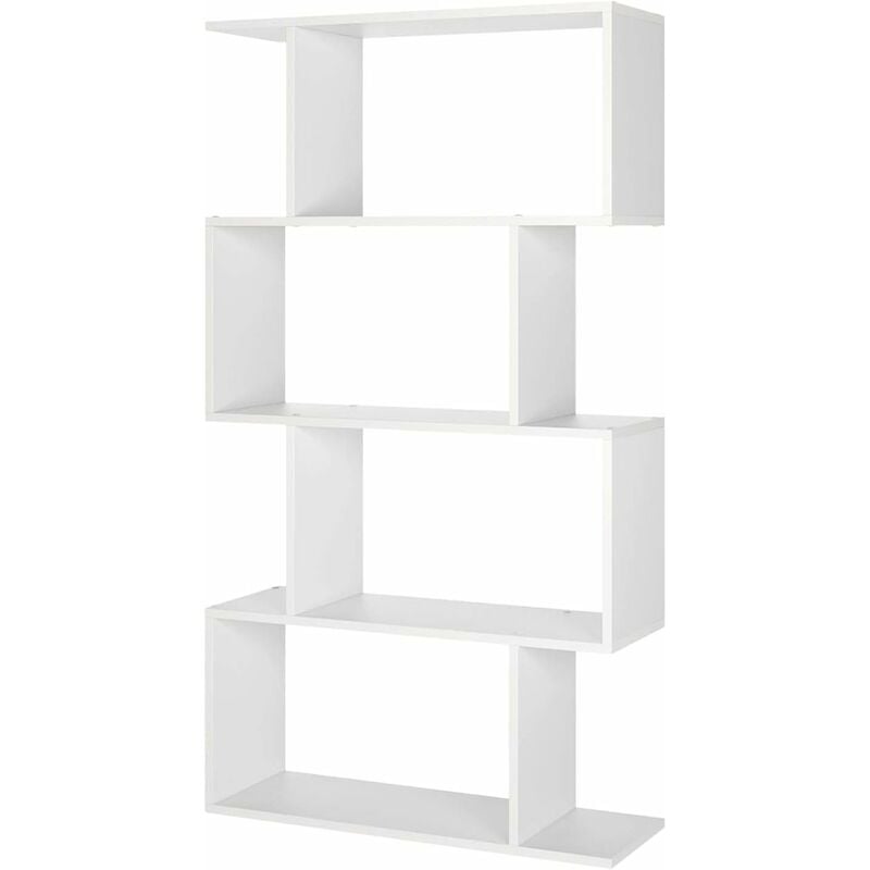 GIZCAM Librería Estantería Estantería para Libros Librería de Pared con 5 Estantes Separador de Ambientes para Salón Oficina Estudio Blanco 70 x 23,5 x 128 cm