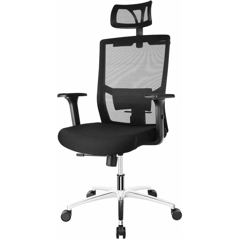 GIZCAM Silla de Oficina, Silla Ergonómica, Giratoria 360°, con Reposacabezas Ajusjustable y Altura Regulable, Adecaudo para Trabajo de Oficina a Largo (Negro)