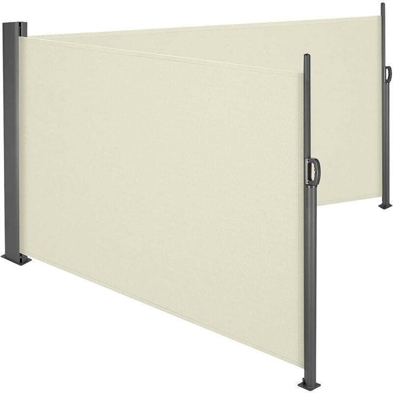 GIZCAM Toldo Lateral Retráctil, Toldo Completo de Aluminio, Toldo Portátil, Protección Solar, Extensible para Balcón, Jardín, Terraza, Protección de la Privacidad, 600 X160 cm, Doble Cara, Beige