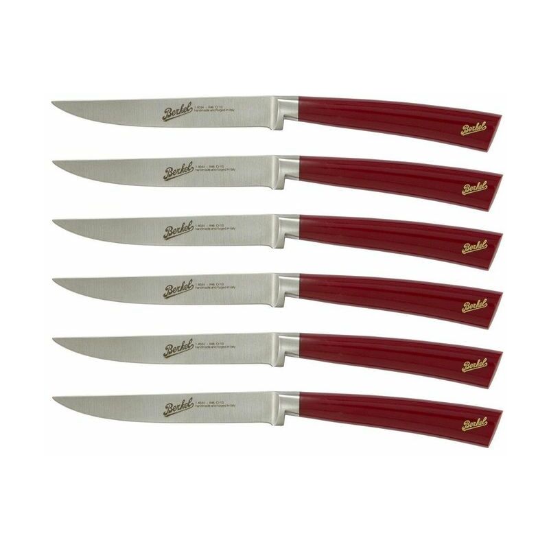 SET 6 COLTELLI FORGIATI A MANO BERKEL ELEGANCE BISTECCA ROSSI - Michael  Tech Berkel Store