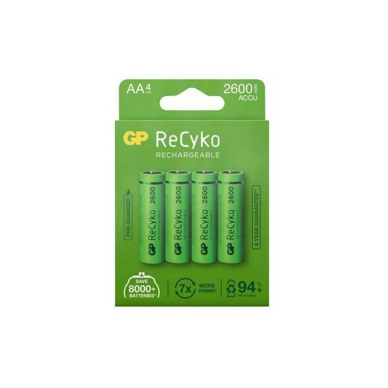 Blister 4 Batterie Ricaricabili AA Stilo 1300mAh GP ReCyko - GP