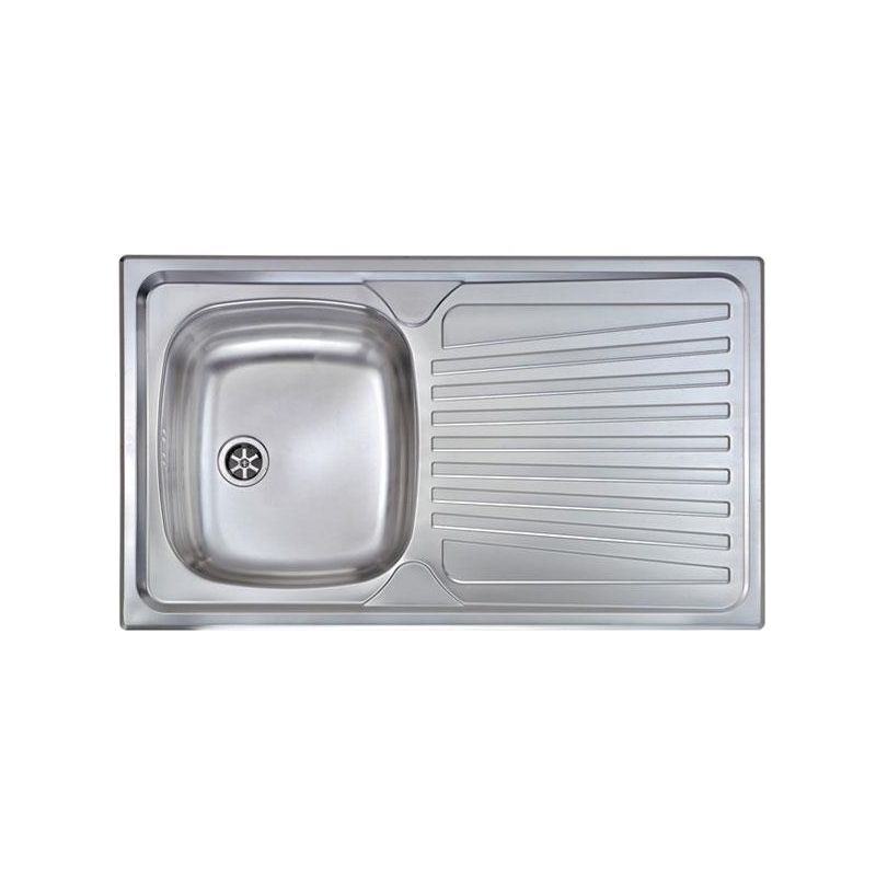 CM 011543SCSSX Serie Mondial 3' Lavello Acciaio Inox Spazzolato da Incasso  Gocciolatoio a Destra 1 Vasca 86X50cm