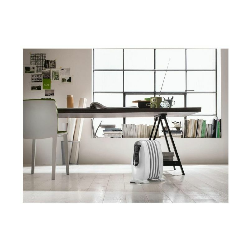 De'Longhi Serie Nano TRNS0505M Radiatore ad Olio Elettrico, 5 elementi,  Calore a Lungo, Manopole Intuitive, per Ambienti fino a 15m³, Silenzioso,  500watt, Maniglia e Piedini, Bianco : : Casa e cucina