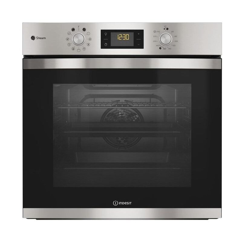 Indesit IFWS 3841 JH IX Forno Multifunzione Elettrico da Incasso a Vapore  Capacità 71 Litri Classe energetica A+ 11 Funzioni Turn&Go TURN&GO  STEAM 60 cm Acciaio inossidabile