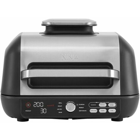 Ninja Foodi MAX PRO Griglia, Piastra e friggitrice ad aria Health Grill 7  funzioni di cottura 2 piastre, 3,8 lt argento/nero