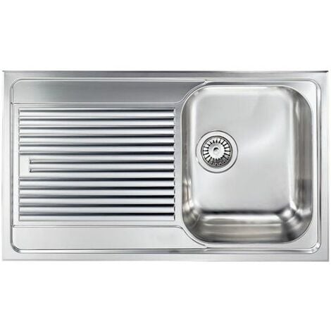 Pyramis Lavello 86 x 50 in Acciaio Inox lavandino 1 Vasca Destra +  gocciolatoio lavabo con PILETTA 3,5'' : : Fai da te