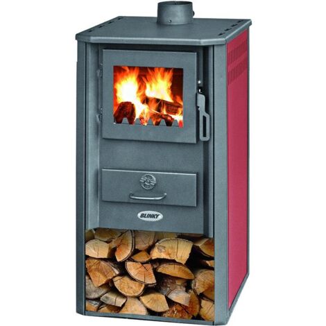 Stufa A Legna Blinky 9815010 - 5,3 Kw, Rosso Con Vetro Ceramico | Porta In Ghisa, Focolare Refrattario - Foto 8