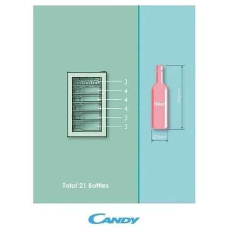 Candy CWCEL 210 DiVino Cantinetta Vino 21 Bottiglie Classe energetica G 7  ripiani cromati 70 cm