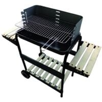 Barbecue a carbone in acciaio 80x65 cm trasportabile con piano dappoggio centrale e ruote BST CARIBE 612 LUX